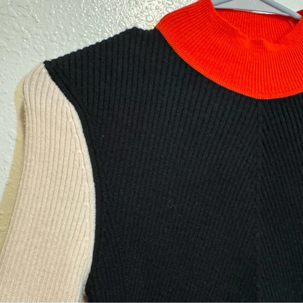 Tori Burch Color Block Merino Blend Turtleneck Sweater Size XS Read Description